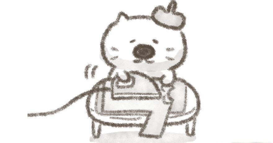 小学生の給食係のエプロンをアイロンがけする猫のアイキャッチ画像